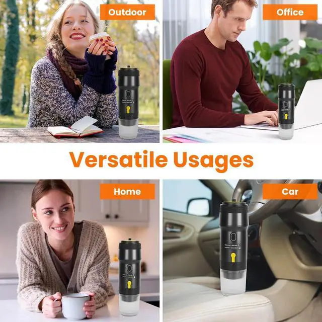 Alt view image 7 of 7 - 7500mAh Portable Electric Espresso Machine Car Coffee Maker Self-Heating Travel