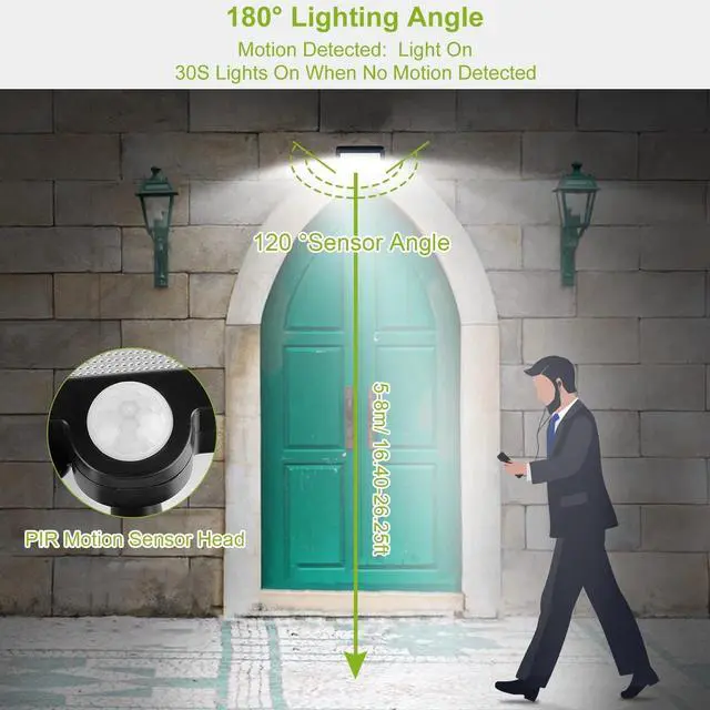 Alt view image 2 of 7 - 100 LED Solar Powered Wall Light Motion Sensor Outdoor Garden Flood Light IP65