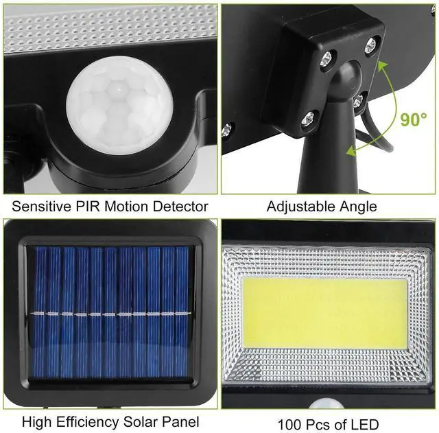 Alt view image 4 of 7 - 100 LED Solar Powered Wall Light Motion Sensor Outdoor Garden Flood Light IP65