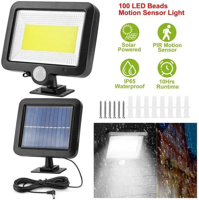 Main image of 100 LED Solar Powered Wall Light Motion Sensor Outdoor Garden Flood Light IP65