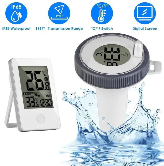 Alt view image 2 of 7 - Wireless Floating Waterproof Outdoor Thermometer for Swimming Pool Hot Tub SPA