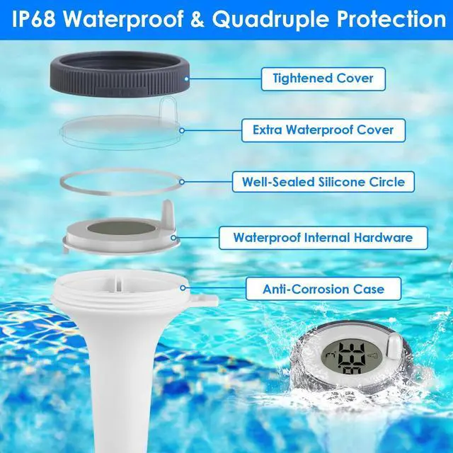 Alt view image 5 of 7 - Wireless Floating Waterproof Outdoor Thermometer for Swimming Pool Hot Tub SPA