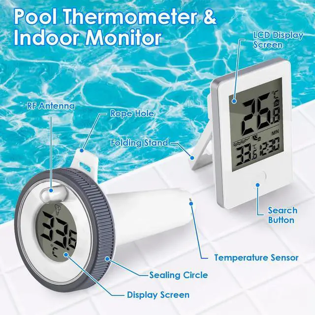 Alt view image 4 of 7 - Wireless Floating Waterproof Outdoor Thermometer for Swimming Pool Hot Tub SPA