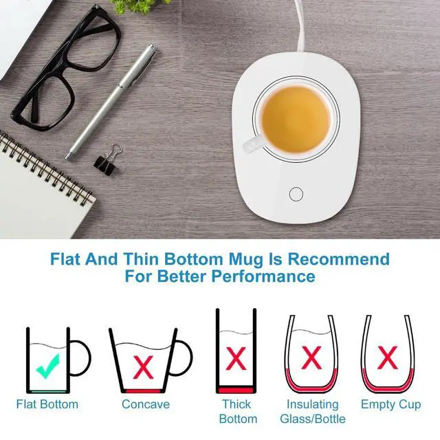 Alt view image 6 of 7 - Cup Mug Warmer Coffee Tea Milk Drink Heat Pad Auto Shut Off Home Office