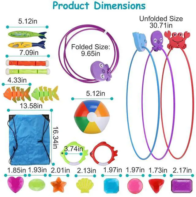 Alt view image 6 of 7 - 24pcs Swimming Pool Toys Swim Thru Rings for Kids Diving Practice Floating Toys