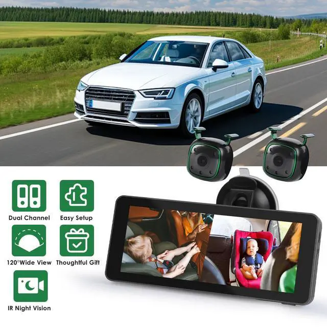 Alt view image 2 of 7 - 1080P HD Split Screen Display Monitor Baby Car Camera Night Vision for 2 Kids