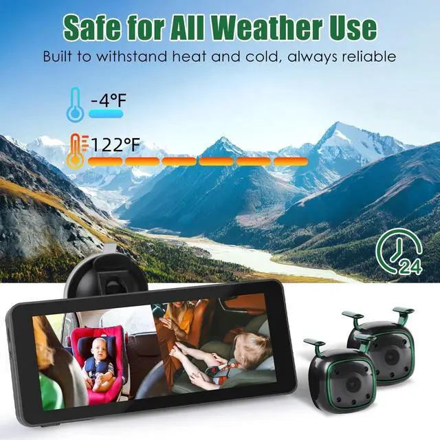 Alt view image 6 of 7 - 1080P HD Split Screen Display Monitor Baby Car Camera Night Vision for 2 Kids