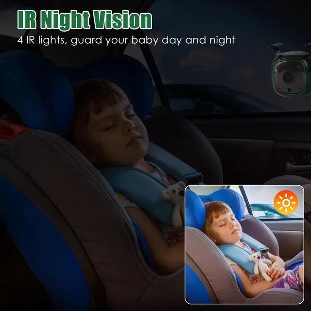 Alt view image 7 of 7 - 1080P HD Split Screen Display Monitor Baby Car Camera Night Vision for 2 Kids