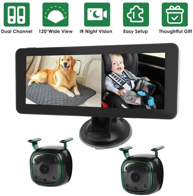 Main image of 1080P HD Split Screen Display Monitor Baby Car Camera Night Vision for 2 Kids