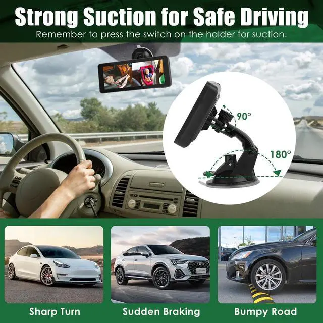 Alt view image 3 of 7 - 1080P HD Split Screen Display Monitor Baby Car Camera Night Vision for 2 Kids