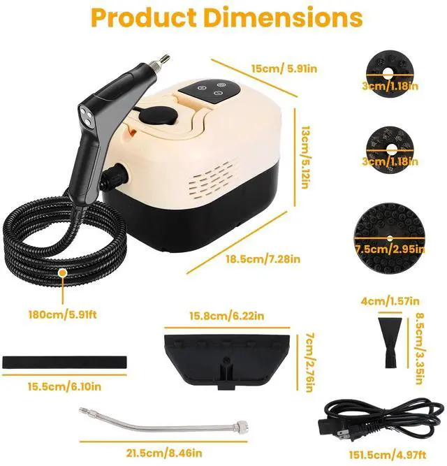 Alt view image 5 of 7 - High Pressure Steamer Cleaner Handheld Car Steam Cleaning Machine & 5.9FT Hose