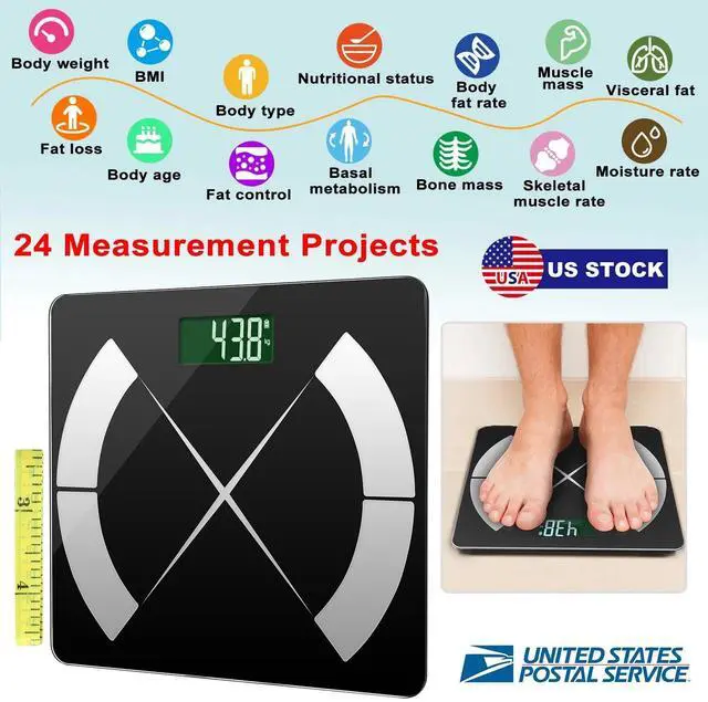 Alt view image 4 of 7 - Body Composition Scale Digital BMI Scale Tempered Glass Wireless Bathroom Scales