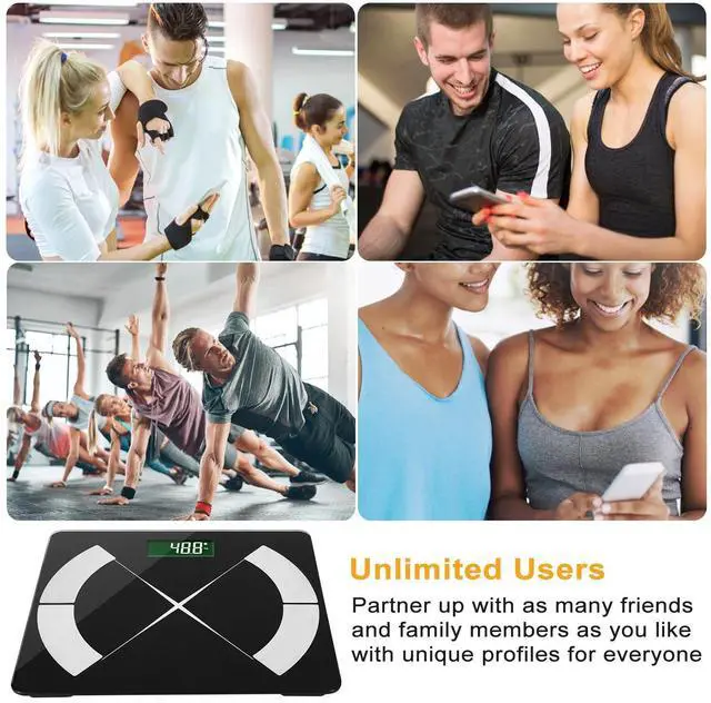 Alt view image 6 of 7 - Body Composition Scale Digital BMI Scale Tempered Glass Wireless Bathroom Scales