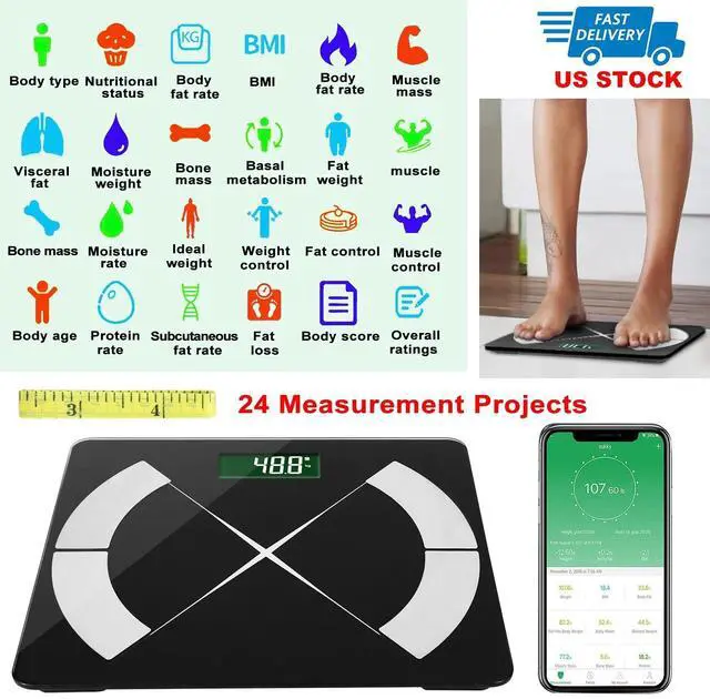 Main image of Body Composition Scale Digital BMI Scale Tempered Glass Wireless Bathroom Scales