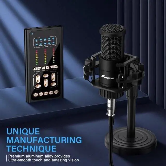 Alt view image 2 of 7 - Condenser Microphone Studio Recording Professional Live SoundCard kit Bluetooth
