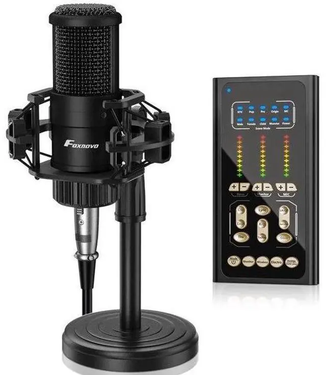 Main image of Condenser Microphone Studio Recording Professional Live SoundCard kit Bluetooth