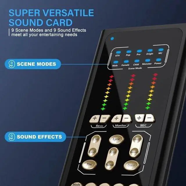 Alt view image 4 of 7 - Condenser Microphone Studio Recording Professional Live SoundCard kit Bluetooth
