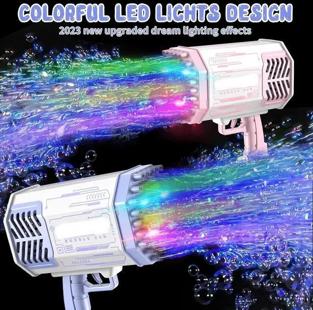 Alt view image 7 of 7 - 69 Hole Bubble Machine Gun with Colorful Lights Automatic Bubble +30 BAG bubble