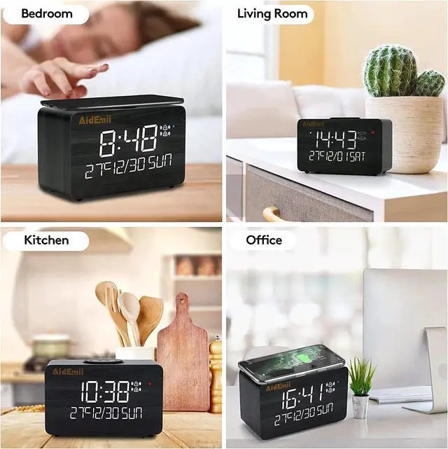 Alt view image 6 of 7 - Digital Alarm Clock with Wireless Charging 10W Fast Charging LED Time