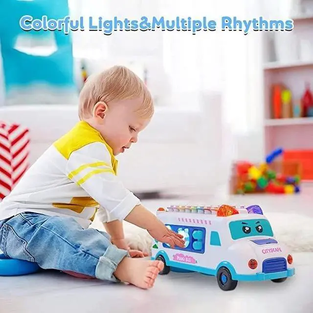 Alt view image 3 of 4 - Toddler Music Bus ,piano Bus with Musical Light-up Piano bus Toy for baby
