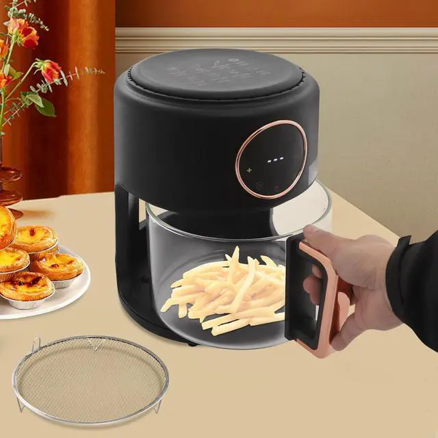 Alt view image 3 of 7 - 4.2L Airy Fryer Glass Air Fryer 110V Modern 360° Viewable Airy Fryer 1200W Black