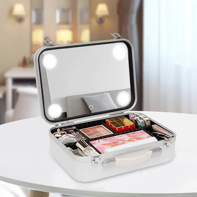 Main image of Dimmable LED Light Mirror Women Cosmetic Bag Travel Makeup Case Organizer Large