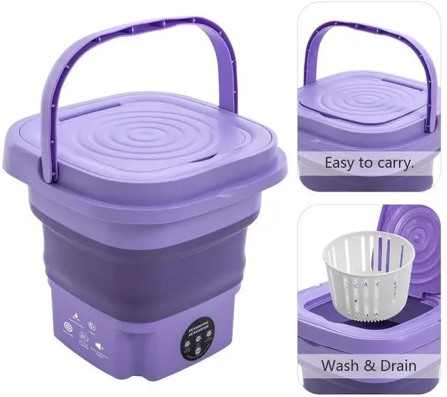 Main image of Portable Washing Machine 8 L Folding Mini Washer Bucket For Travel Dorm Apt 110V
