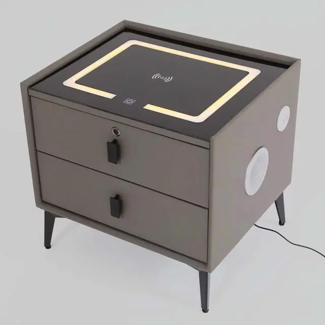 Alt view image 6 of 7 - Bluetooth Speaker Smart Bedside Table with Light USB& Wireless Charging