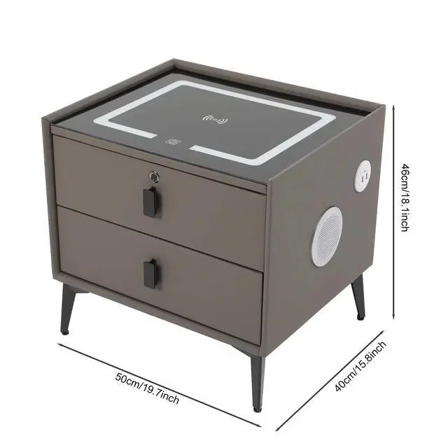 Alt view image 4 of 7 - Bluetooth Speaker Smart Bedside Table with Light USB& Wireless Charging