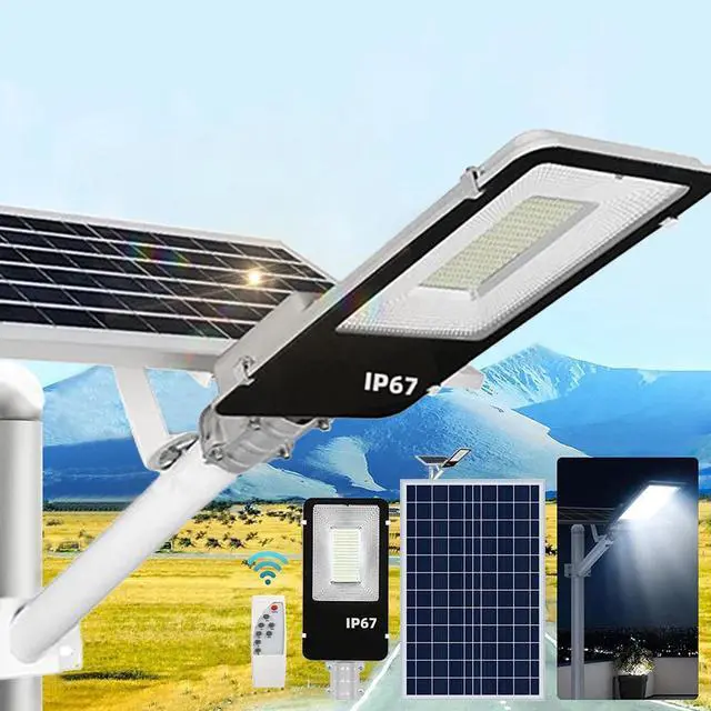 Alt view image 5 of 7 - 8000W LED Commercial Solar Street Light Dusk to Dawn Super Bright Lamp Outdoor
