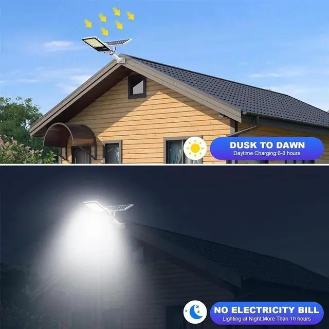 Alt view image 6 of 7 - 8000W LED Commercial Solar Street Light Dusk to Dawn Super Bright Lamp Outdoor