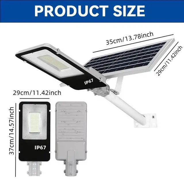 Alt view image 3 of 7 - 8000W LED Commercial Solar Street Light Dusk to Dawn Super Bright Lamp Outdoor