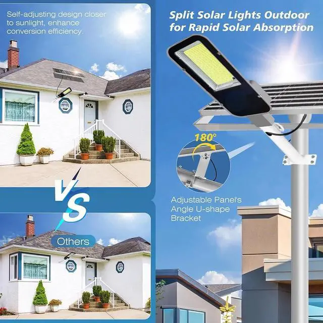 Alt view image 4 of 7 - Commercial Solar Street Lights Outdoor Dusk-to-Dawn Solar Hig Bright Aluminum