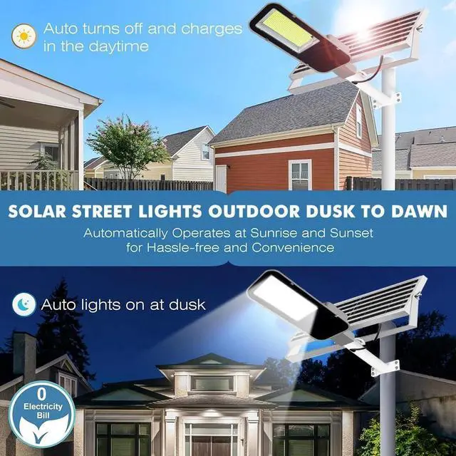 Alt view image 7 of 7 - Commercial Solar Street Lights Outdoor Dusk-to-Dawn Solar Hig Bright Aluminum