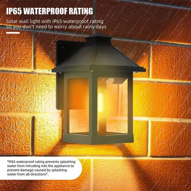 Alt view image 3 of 7 - 2PK Solar Wall Lantern Light Dusk To Dawn LED Sconce Lamp Porch Black Outdoor