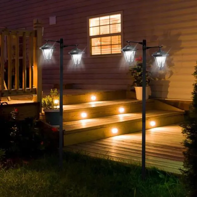 Alt view image 7 of 7 - 2 Pack 53" Outdoor Solar Light Post, All-Weather, Double Head Lamp, Driveway