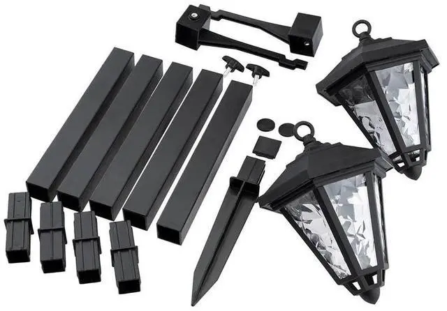 Alt view image 6 of 7 - 2 Pack 53" Outdoor Solar Light Post, All-Weather, Double Head Lamp, Driveway