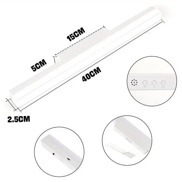 Alt view image 2 of 7 - Magnetic LED Light Bar, Under Cabinet Light Strip Rechargeable Dimmable Wireless