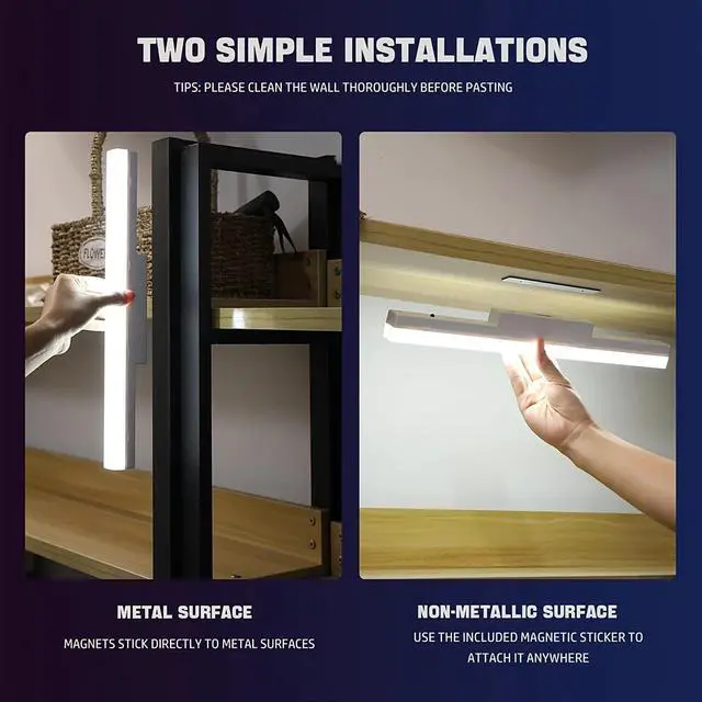 Alt view image 3 of 7 - Magnetic LED Light Bar, Under Cabinet Light Strip Rechargeable Dimmable Wireless