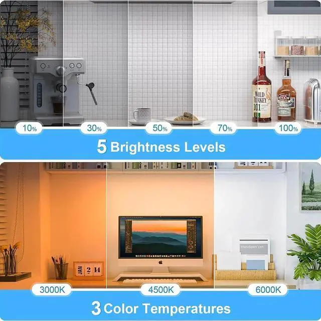 Alt view image 5 of 7 - Magnetic LED Light Bar, Under Cabinet Light Strip Rechargeable Dimmable Wireless