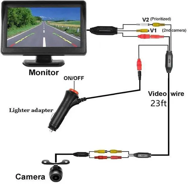 Alt view image 3 of 7 - Car Rear View Backup Camera Cars HD Night Vision 4.3" Monitor Back Up Waterproof