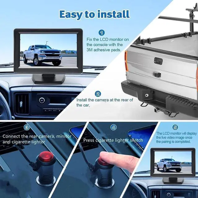 Alt view image 6 of 7 - Car Rear View Backup Camera Cars HD Night Vision 4.3" Monitor Back Up Waterproof