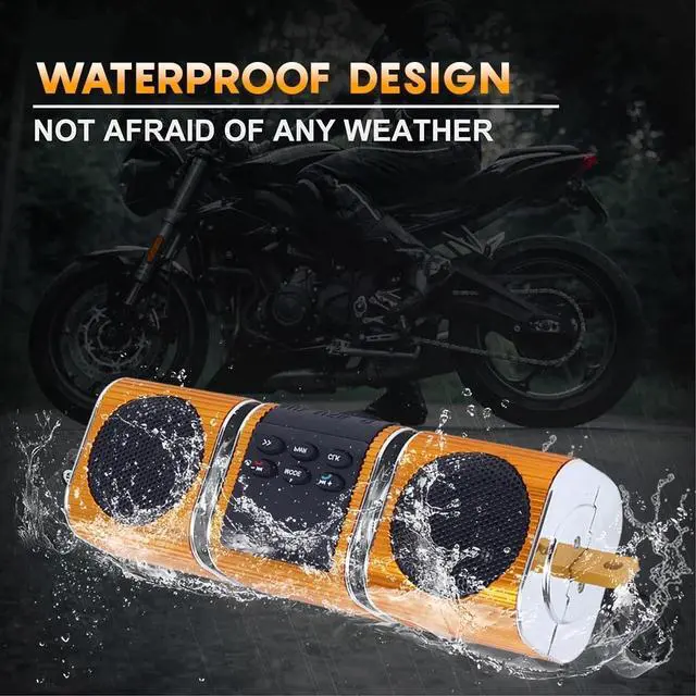 Alt view image 7 of 7 - Waterproof Bluetooth Motorcycle Stereo Speaker MP3 Audio System AUX USB FM Radio