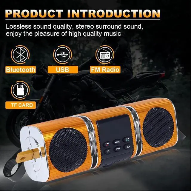 Alt view image 5 of 7 - Waterproof Bluetooth Motorcycle Stereo Speaker MP3 Audio System AUX USB FM Radio