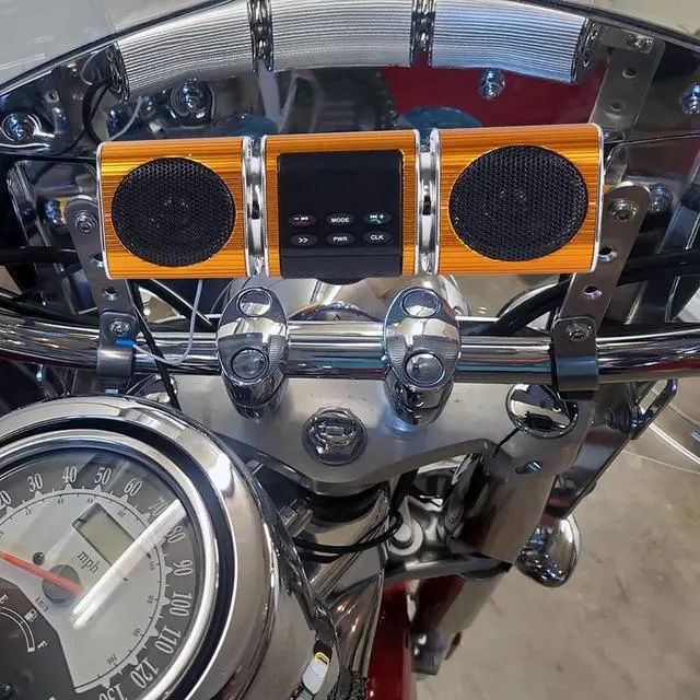 Alt view image 4 of 7 - Waterproof Bluetooth Motorcycle Stereo Speaker MP3 Audio System AUX USB FM Radio