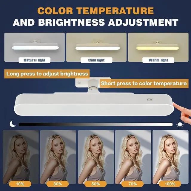 Alt view image 4 of 7 - Magnetic Vanity Lights for Mirror USB Rechargeable Battery Operated Mirror Light