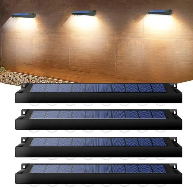 Main image of 4 Pack LED Solar Power Fence Light Deck Door Wall Stair Step Outdoor Garden Lamp