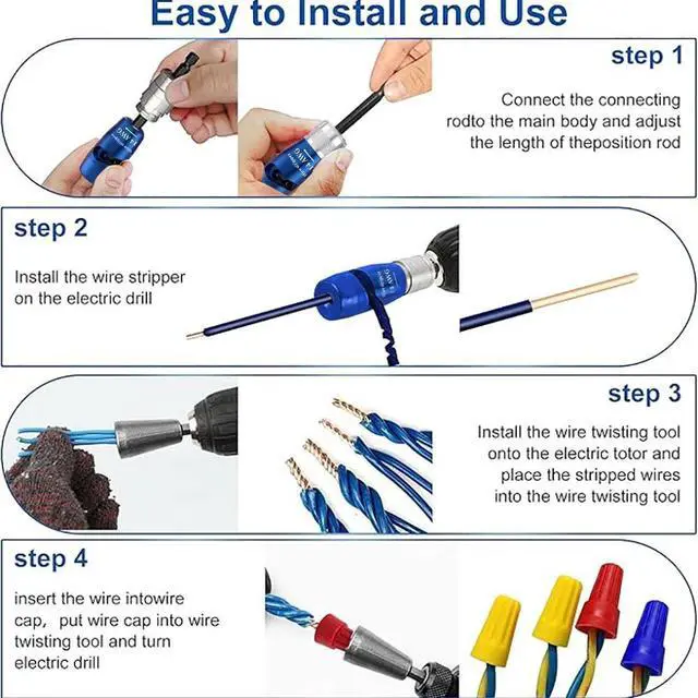 Alt view image 7 of 7 - Pelacables para herramientas de electricista de taladro, herramienta de torsión