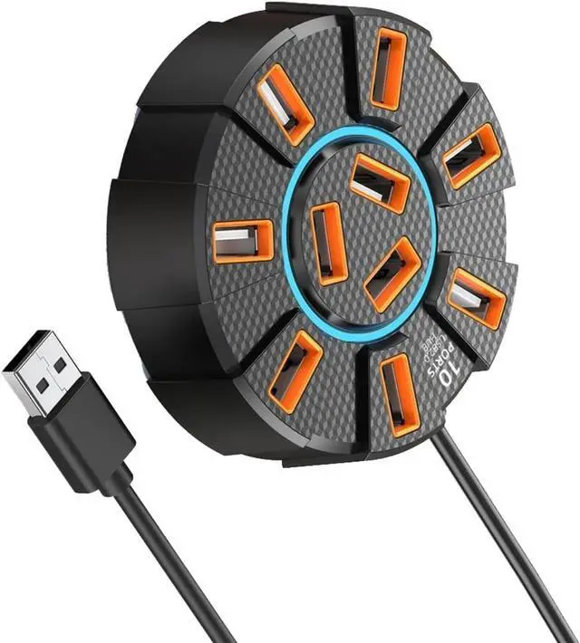 Main image of 10-Port USB 2.0 Multi Charger Hub Splitter High Speed Adapter Laptop PC