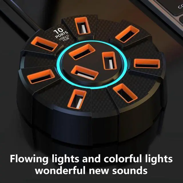 Alt view image 6 of 7 - 10-Port USB 2.0 Multi Charger Hub Splitter High Speed Adapter Laptop PC